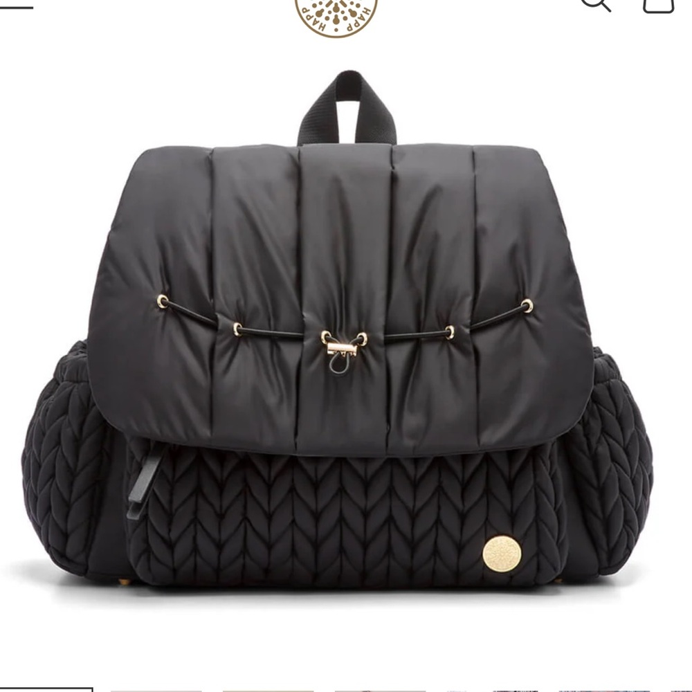 Black Quilted Backpack diaper bag plus stroller bag
